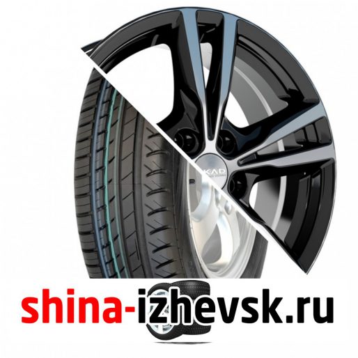 Колесо в сборе Viatti Strada (V-130) 215/55 R17 V 94 + СКАД Мельбурн 7xR17 5×114.3 ET45 DIA67.1 Черный глянцевый с полированной лицевой поверхностью в Ижевске
